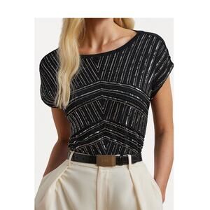 NWT Ralph Lauren Black Sequin Shirt Size Medium